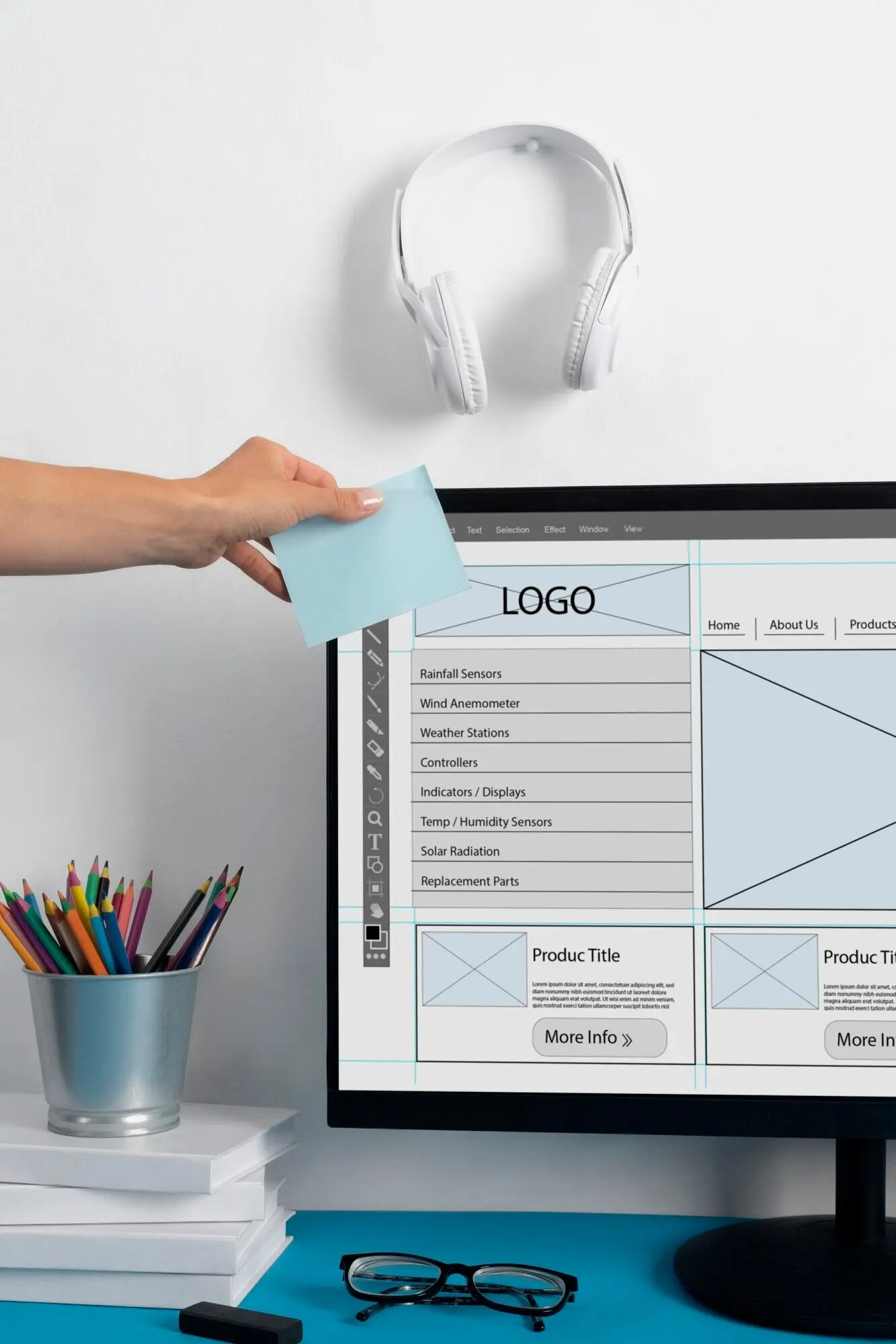 Stillleben eines Grafikdesignbüros