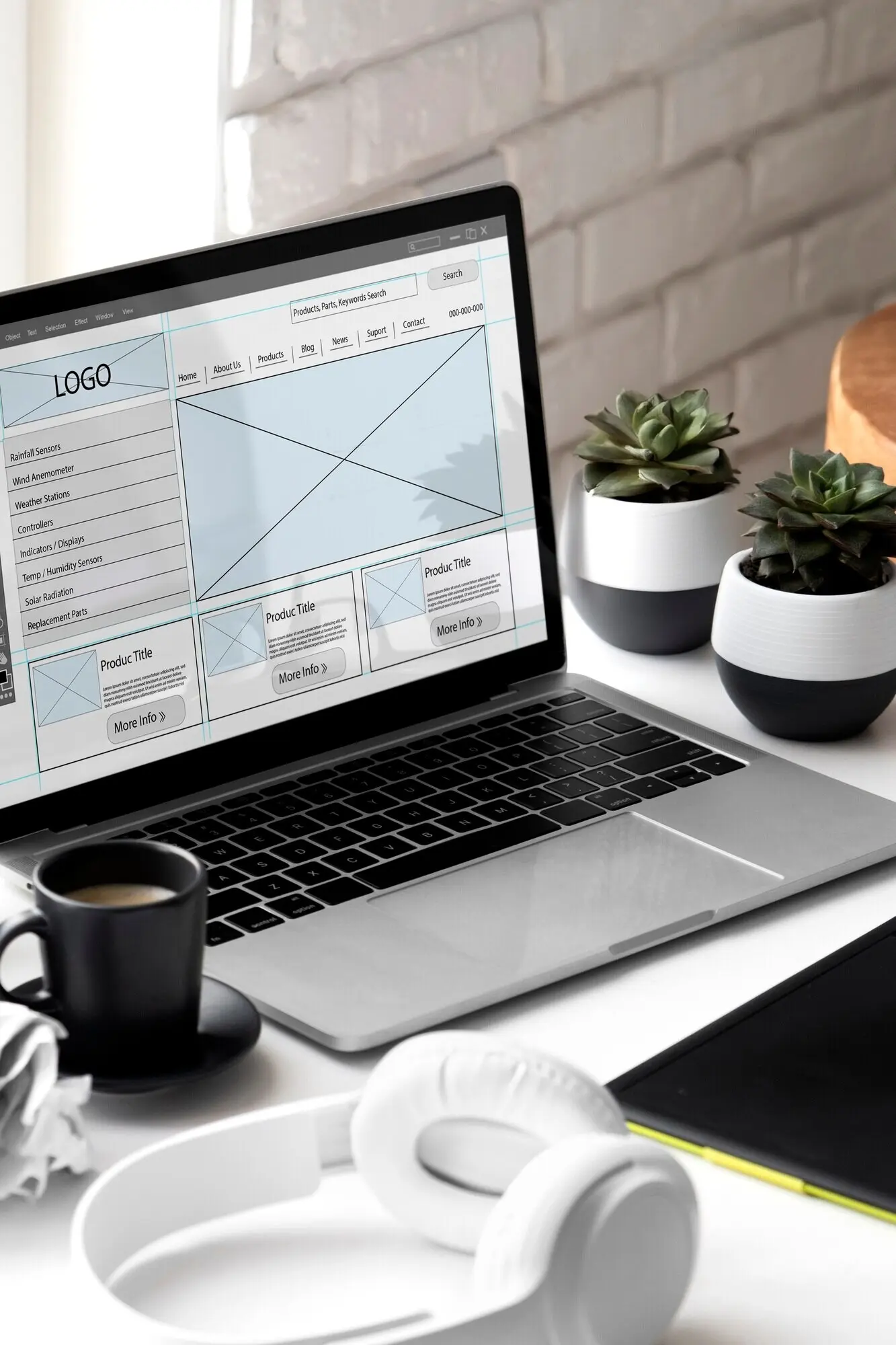 Stillleben eines Büros für Grafikdesign