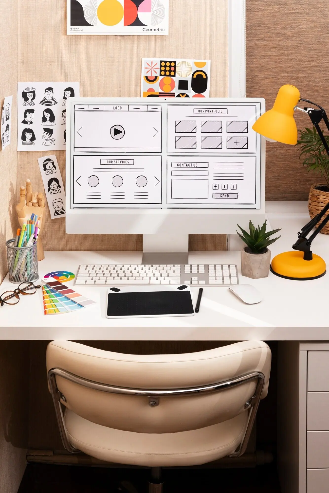 Stillleben eines Grafikdesign-Tages